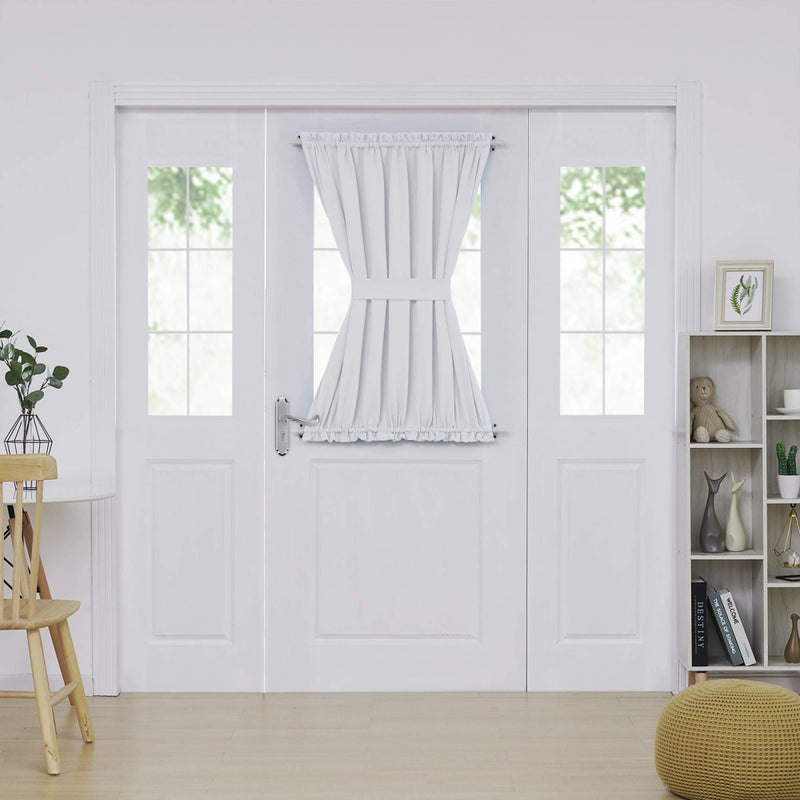Deconovo Blackout Door Curtain for Glass Doors & Sidelights, Thermal Insulated Privacy Panel with Dual Rod Pockets & Adjustable Tieback, Machineâ€‘Washable Curtain (54W x 40L, Greyish White, 1 Panel) - Image 2